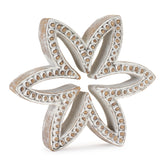 Set Of Three 7" Brown and White Polyresin Flower Figurine